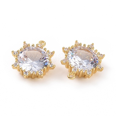 Brass Micro Pave Clear Cubic Zirconia Pendants ZIRC-F133-07G-1