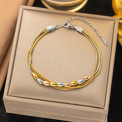 304 Stainless Steel Multi-strand Bracelets BJEW-G733-02M-1