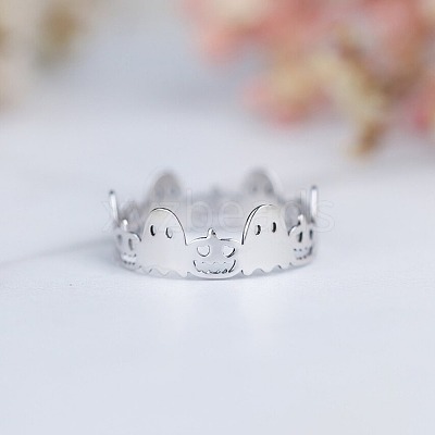 Ghost & Pumpkin 925 Sterling Silver Finger Rings FS-WGB9B73-06-1