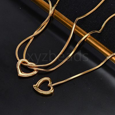 304 Stainless Steel Heart Pendant Y Pendant Necklaces NJEW-U026-05G-1