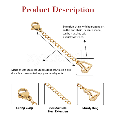 2Pcs 2 Styles 304 Stainless Steel Chain Extender STAS-FH0002-31G-1