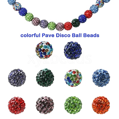 30Pcs Pave Disco Ball Beads RB-YW0001-14J-1