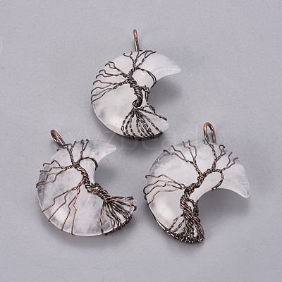 Natural Quartz Crystal Tree of Life Wire Wrapped Pendants G-L520-E06-R-NF-1