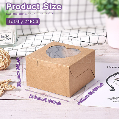 Square Paper Biscuit Boxes with Heart Clear Window CON-TAC0001-12C-02-1