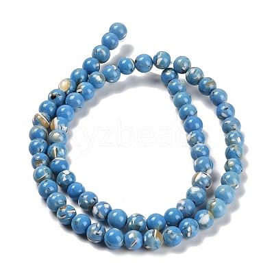 Assembled Synthetic Stone and Trochus Shell Beads Strands G-B128-08B-08-1