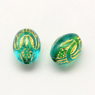 Plating Acrylic Oval Beads X-PACR-Q100-01-1