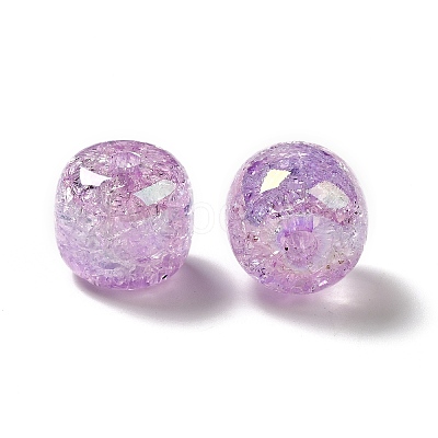 UV Plating Rainbow Iridescent Crackle Acrylic Beads PACR-M002-04E-1