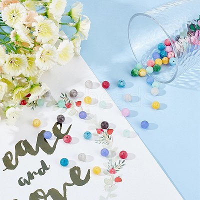 200Pcs DIY Frosted Natural & Dyed White Jade Beaded Stretch Bracelet Making Kits DIY-SC0014-79-1