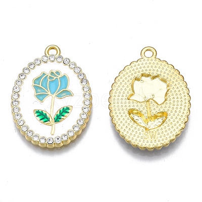 Rack Plating Alloy Enamel Pendants PALLOY-S132-337F-1