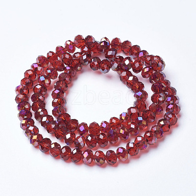 Electroplate Transparent Glass Beads Strands EGLA-A034-T6mm-F03-1