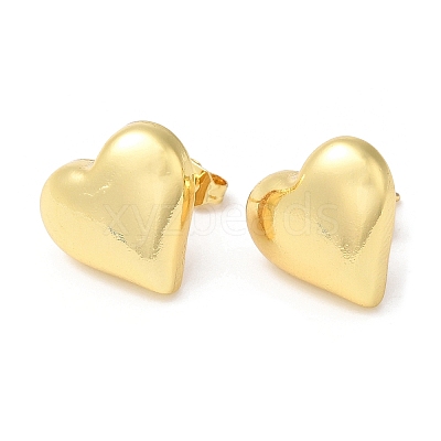 Rack Plating Brass Heart Stud Earrings X-EJEW-Q766-02G-1