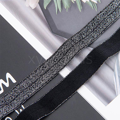 Gold and Silver Sparkle Elastic Side Nylon Ribbon NWIR-O010-01E-1