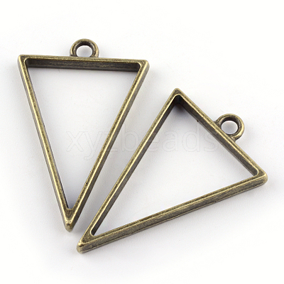 Rack Plating Alloy Triangle Open Back Bezel Pendants PALLOY-S047-09F-FF-1