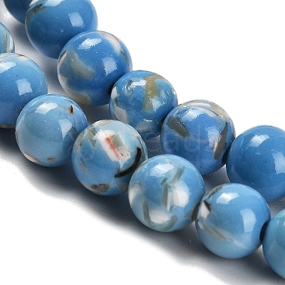 Assembled Synthetic Stone and Trochus Shell Beads Strands G-B128-08B-08-1