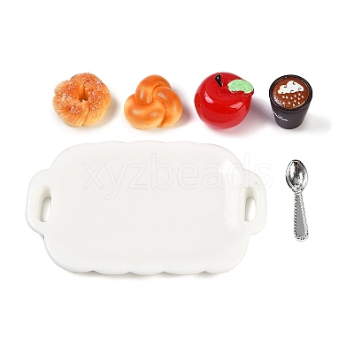 Resin Miniature Breakfast Set Ornaments DIY-H174-01J-1
