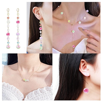 100Pcs Transparent Spray Painted Crackle Glass Beads GLAA-YW0005-15A-1
