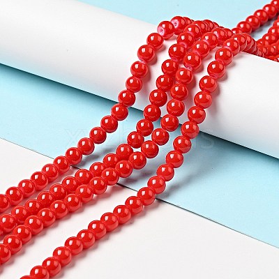 Painted Glass Bead Strands X-DGLA-S071-6mm-49-1