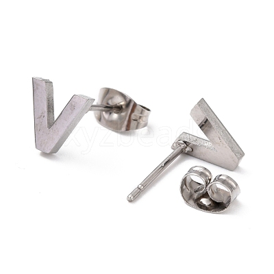 Tarnish Resistant 304 Stainless Steel Greek Alphabet Stud Earrings STAS-D007-07P-04-1