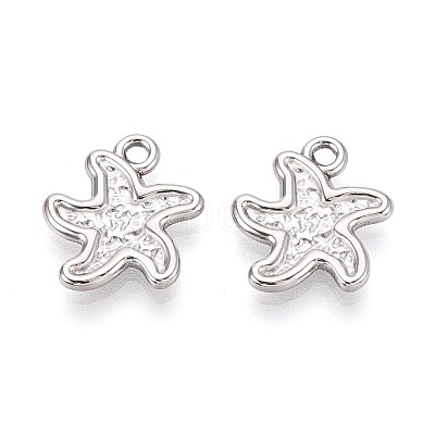 304 Stainless Steel Starfish Charms STAS-T067-52P-1