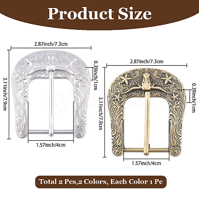 2Pcs 2 Colors Alloy Center Bar Buckles FIND-CL0001-52-1