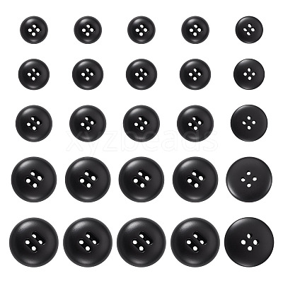 25Pcs 5 Styles 4-Hole Resin Buttons BUTT-TA0001-49-1