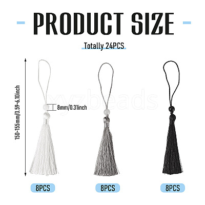 24Pcs 3 Colors Polyester Tassel Decorations OCOR-TADJ0007-01B-1