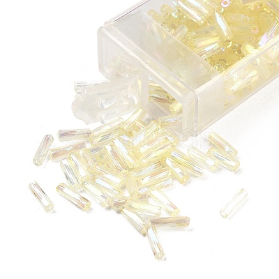 10G Ceylon Glass Twist Bugle Beads SEED-L012-01A-1