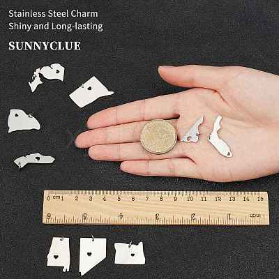 12Pcs 12 Style 201 Stainless Steel Pendants STAS-SC0002-36P-1