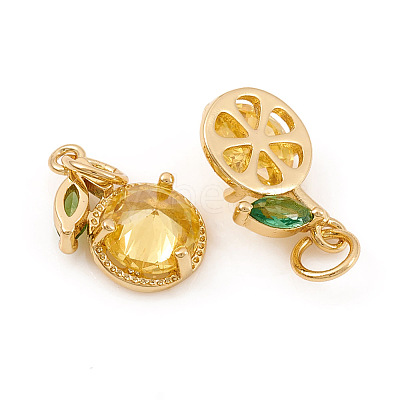 Brass Micro Pave Cubic Zirconia Charms X-ZIRC-G169-03G-1