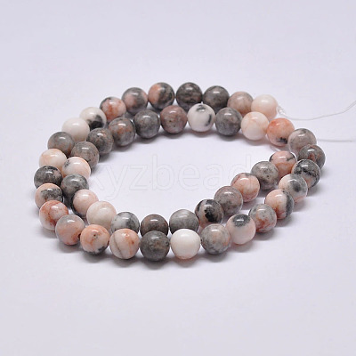 Natural Pink Zebra Jasper Beads Strands G-P231-01-8mm-1