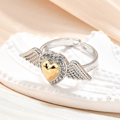 Gothic Style Brass Micro Pave Clear Cubic Zirconia Cuff Rings for Women RJEW-U051-02B-GP-1