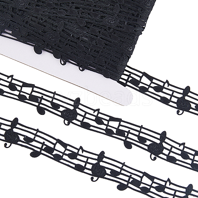 20 Yards Polyester Musical Note Lace Trim Ribbon OCOR-GF0004-44B-1