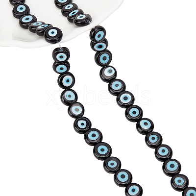 1 Strand Handmade Evil Eye Lampwork Beads Strands LAMP-NB0001-86A-1