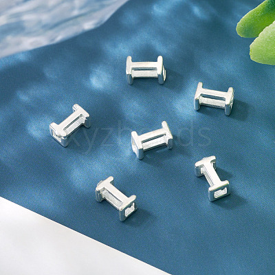 6Pcs 925 Sterling Silver Hollow Initial Beads STER-TA0001-53I-1