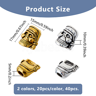 40Pcs 2 Colors Tibetan Style Alloy Beads FIND-DC0006-07-1
