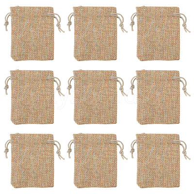 20Pcs Rectangle Polyester Imitation Burlap Packing Pouches Drawstring Bags ABAG-TA0001-95B-1