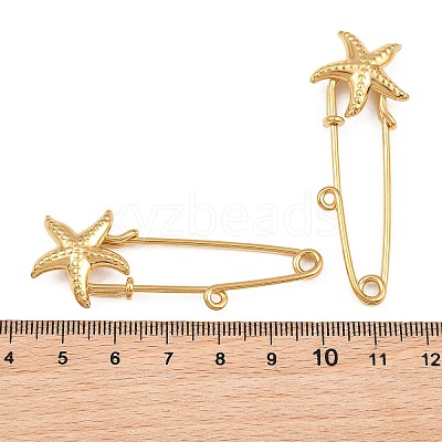 Starfish 304 Stainless Steel Safety Pins Brooch Findings SA-CBA098D-16I-G01-1