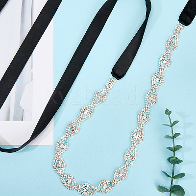 Metal Full Crystal Rhinestone Horse Eye Bridal Waist Belts for Wedding Dress AJEW-WH20080-65F-S-1