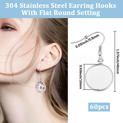60Pcs 304 Stainless Steel Earring Hooks STAS-BBC0009-93C-1