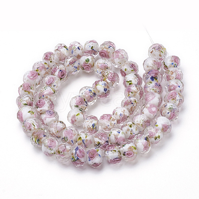 Handmade Gold Sand Lampwork Beads Strands LAMP-R141-10mm-12-1