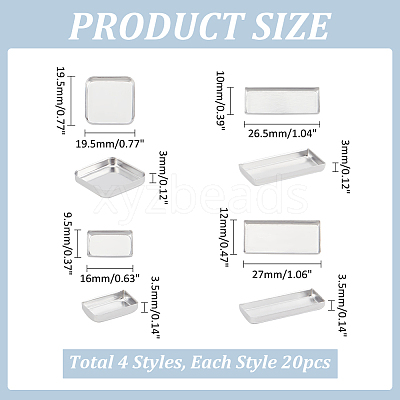 80Pcs 4 Styles Rectangle Aluminum & 20Pcs Square Iron Empty Palette Pans FIND-PH0020-97-1