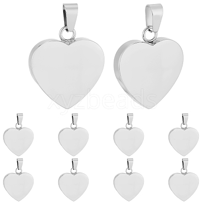 10Pcs Valentines Gift Idea for Him 304 Stainless Steel Stamping Blank Tag Pendants STAS-BBC0010-06B-1