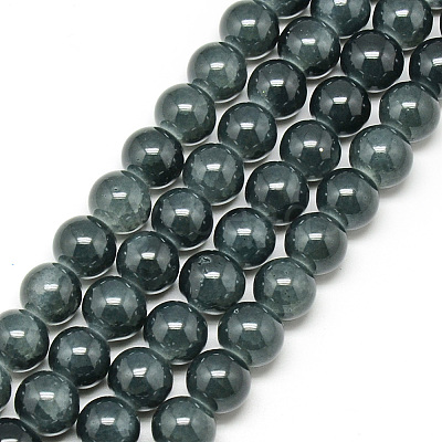 Baking Paint Crackle Glass Bead Strands DGLA-Q023-6mm-YS35-1