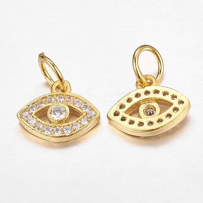 CZ Brass Micro Pave Cubic Zirconia Evil Eye Charms X-ZIRC-L018-10G-1