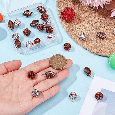 24Pcs 3 Style Handmade Polymer Clay Rhinestone Pendants PALLOY-OC00047-1
