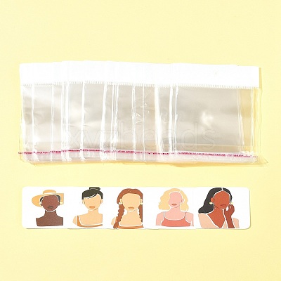 100Pcs 5 Styles Square Girl Print Paper Earring Display Cards CDIS-FS0001-25-1