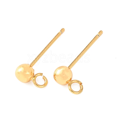 Round Brass Stud Earring Findings KK-C157-23G-1