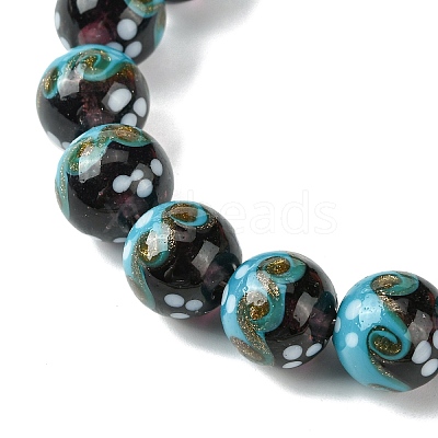 Handmade Gold Sand Lampwork Beads Strands LAMP-A003-03F-1