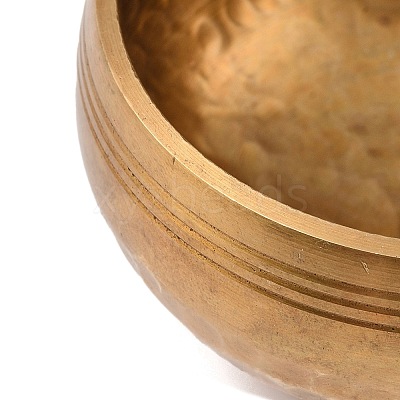 Tibetan Brass Singing Bowl & Wood Striker & Random Color Cloth Mat Set RELI-PW0004-01D-1