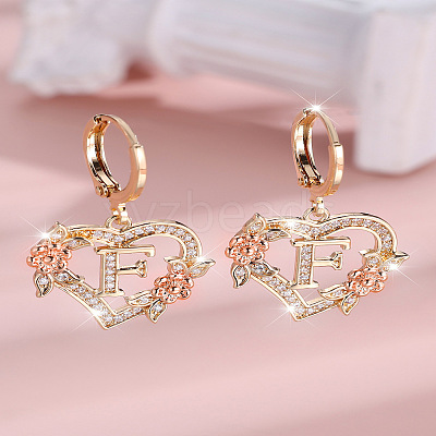 Heart Brass Micro Pave Clear Cubic Zirconia Hoop Earrings FS-WGD5D87-06-1